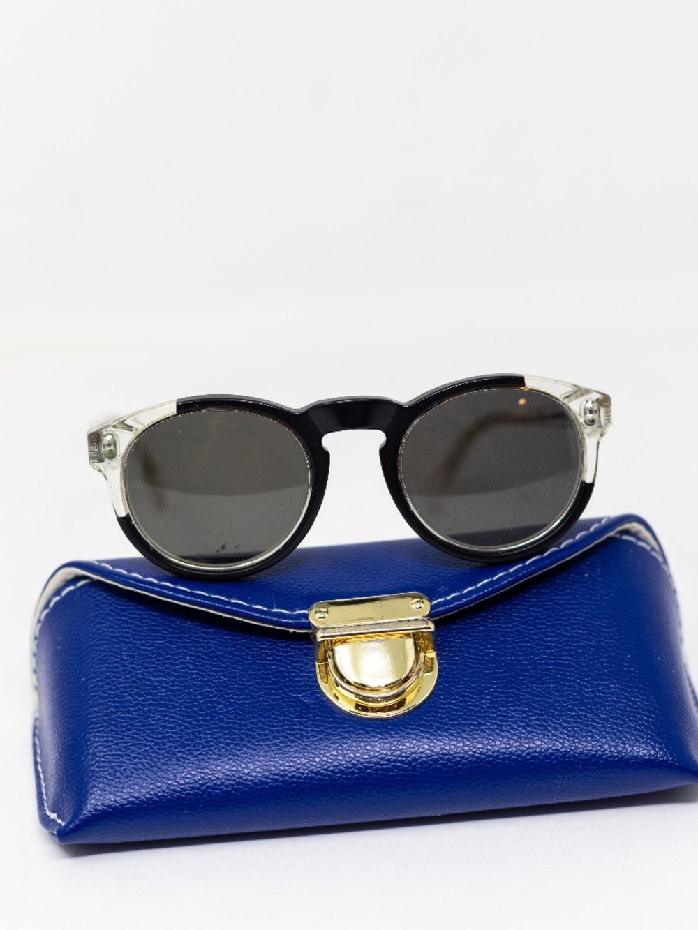 Retro Super Future Paloma Black Clear Plastic Frames Round Lenses Sunglasses
